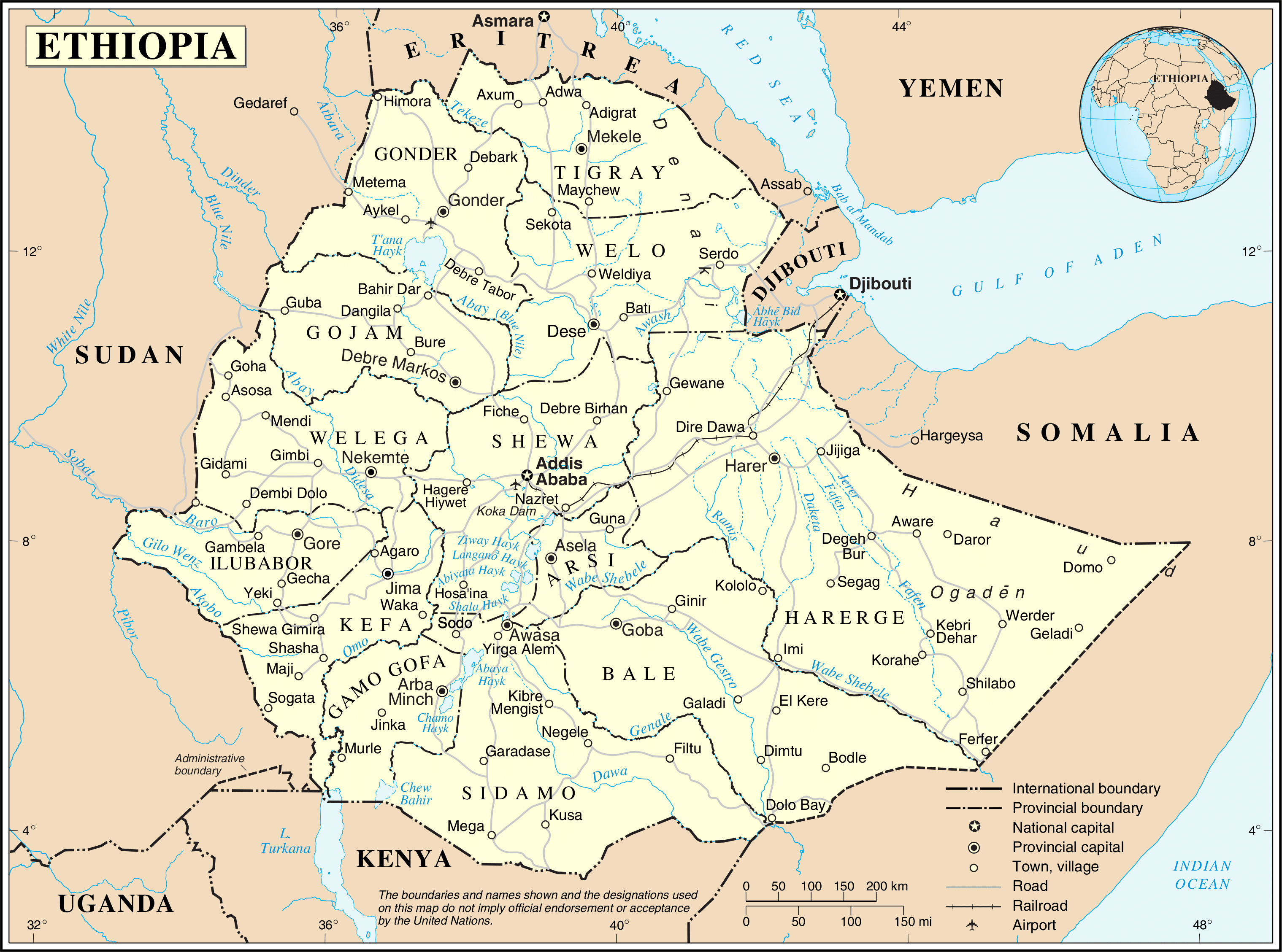 מפת אתיופיה